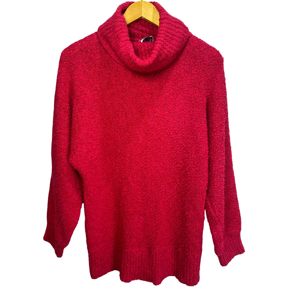 Jason Maxwell Bright Berry Turtleneck Sweater Medium Long Sleeve Knit Pullover